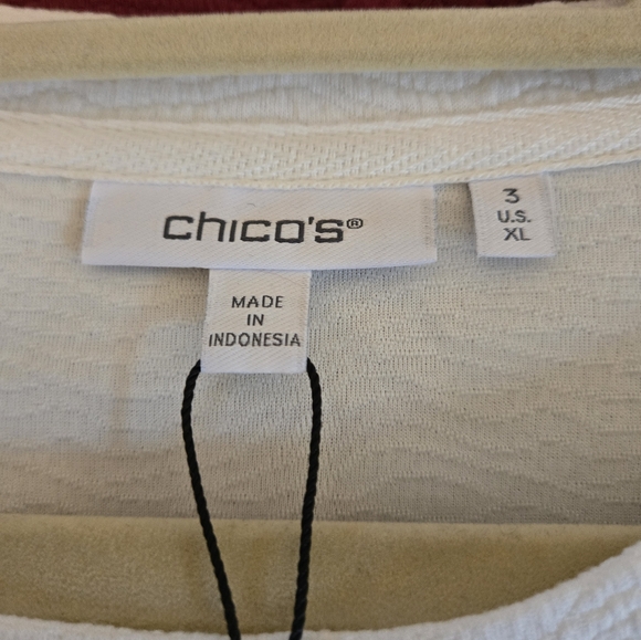 Chico's Textured Jacquard 3Qtr Sleeve Women's Top - Picture 3 of 6